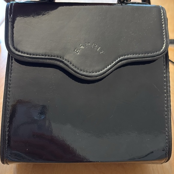 Vintage Esprit Black Patent Leather Small Bag w/top handle + detachable strap - Picture 2 of 7